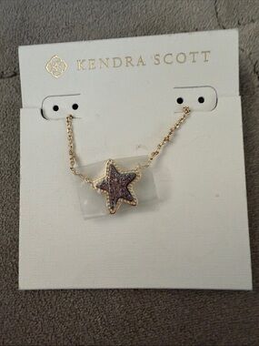 Kendra Scott Gold Star Necklace with Purple Glitter